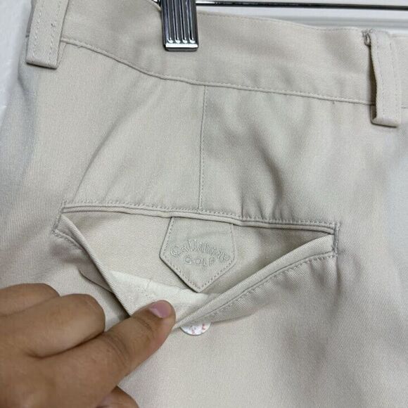 Callaway Golf Shorts Mens 36x9 Pro-Spin Pleated Chino Beige Khaki Outdoor - Picture 10 of 14